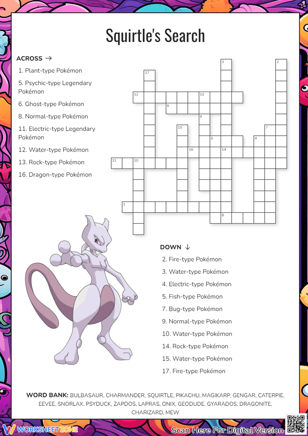 Pokemon Crossword Puzzle Pokemon Crossword Puzzle