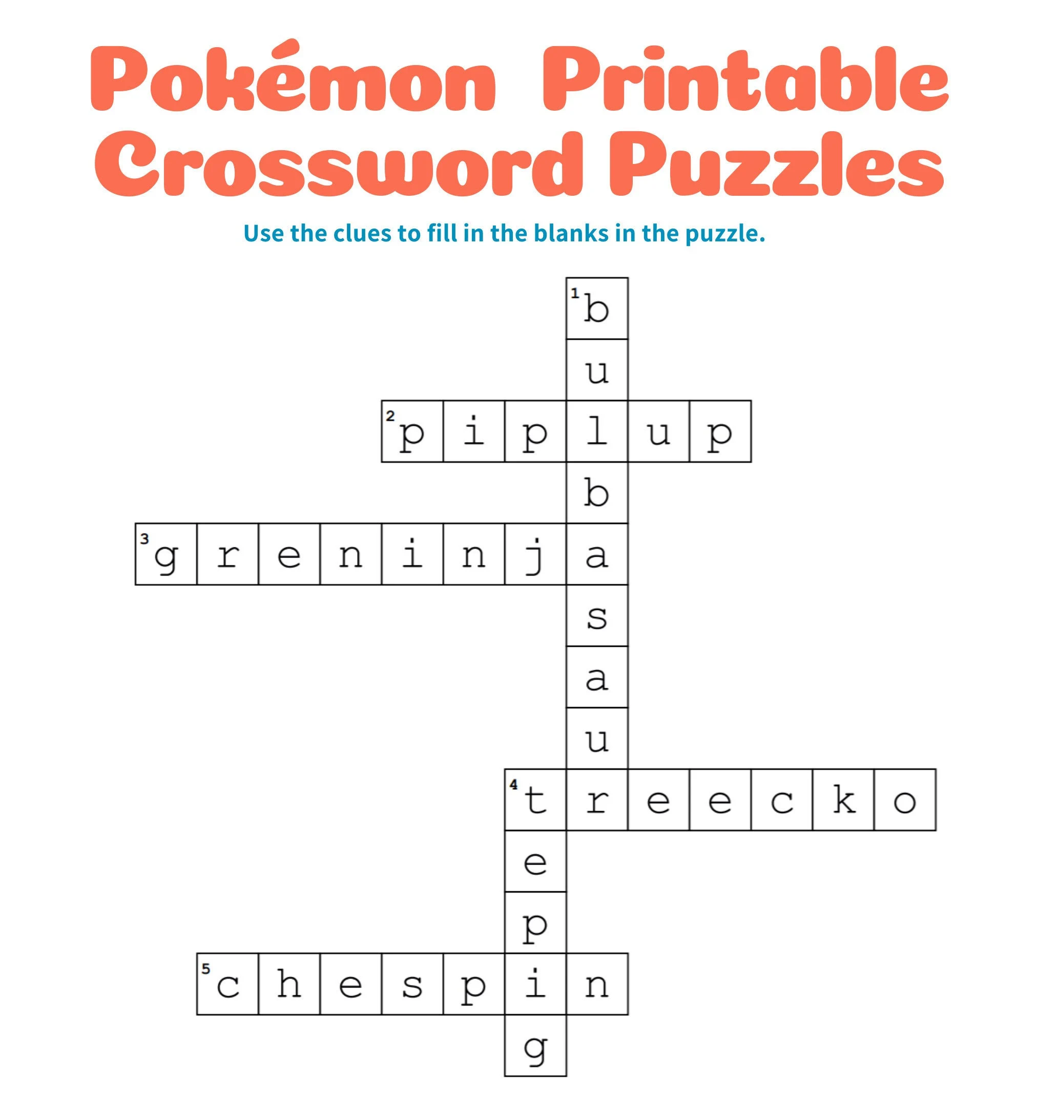 Pokemon Crossword Puzzles Printable Set Pokemon Crossword Puzzles Printable Set