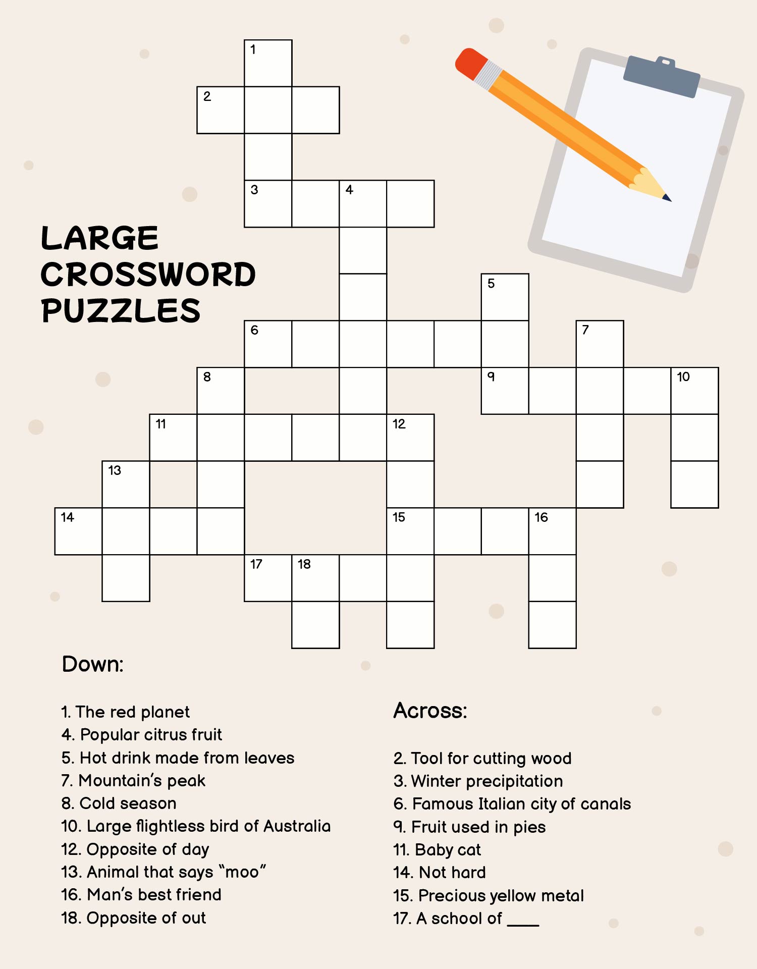Post Large Print Easy Crossword Puzzles Printable 263418
