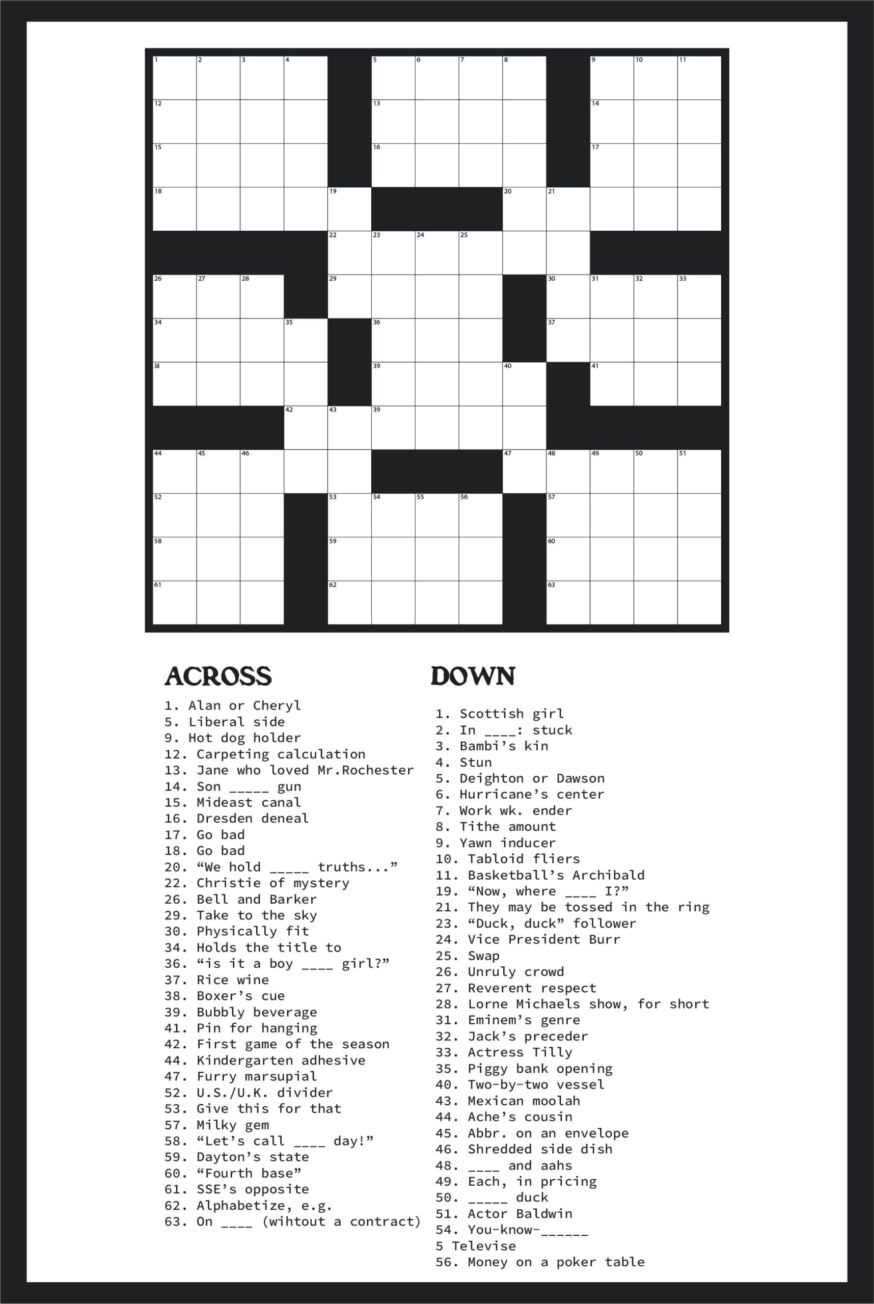 Post Large Print Easy Crossword Puzzles Printable 263418