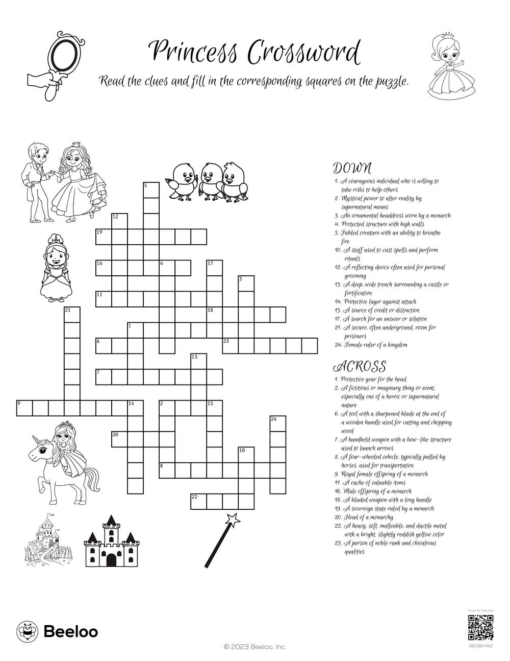 Princess Crossword Princess Crossword