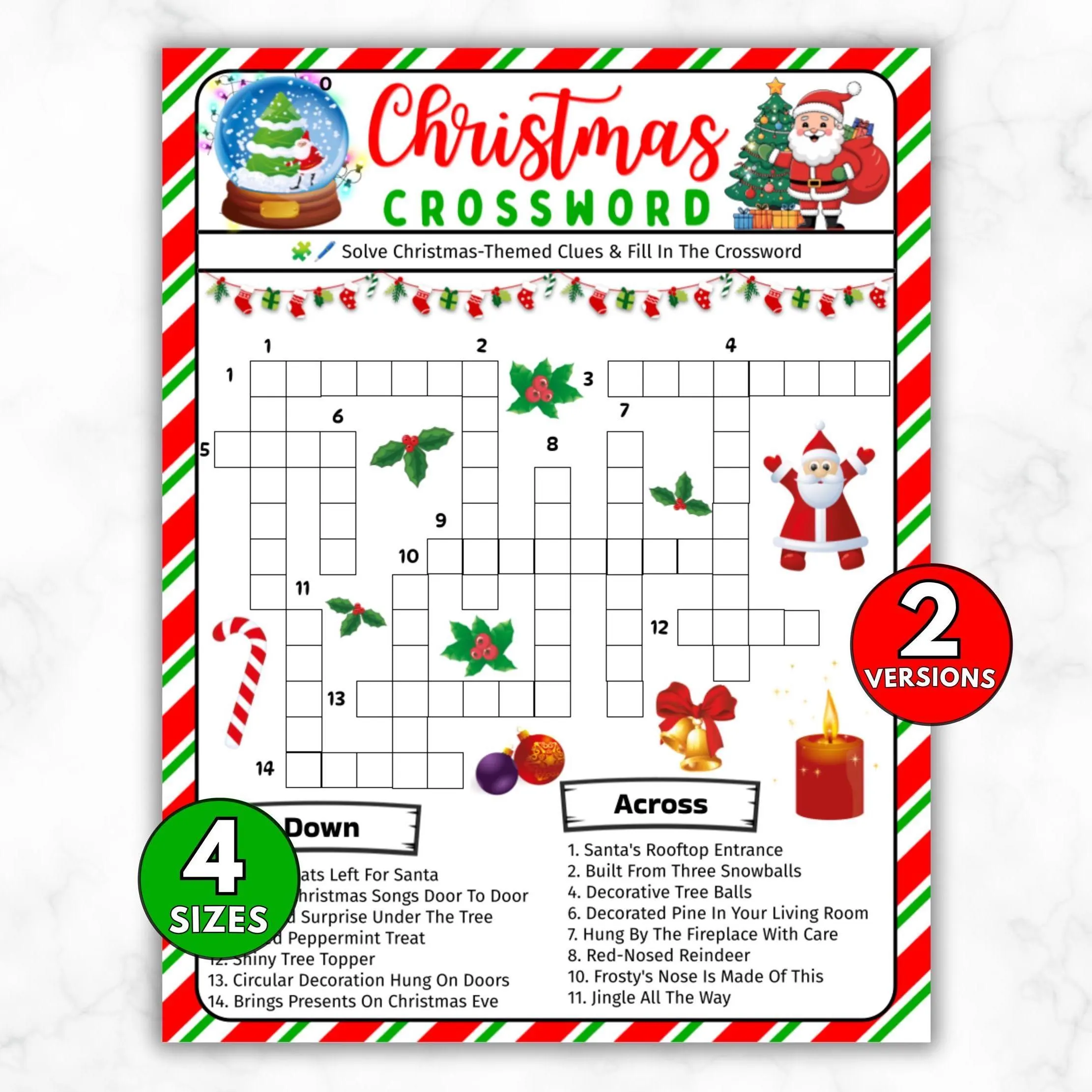 Printable Christmas Crossword Puzzle For