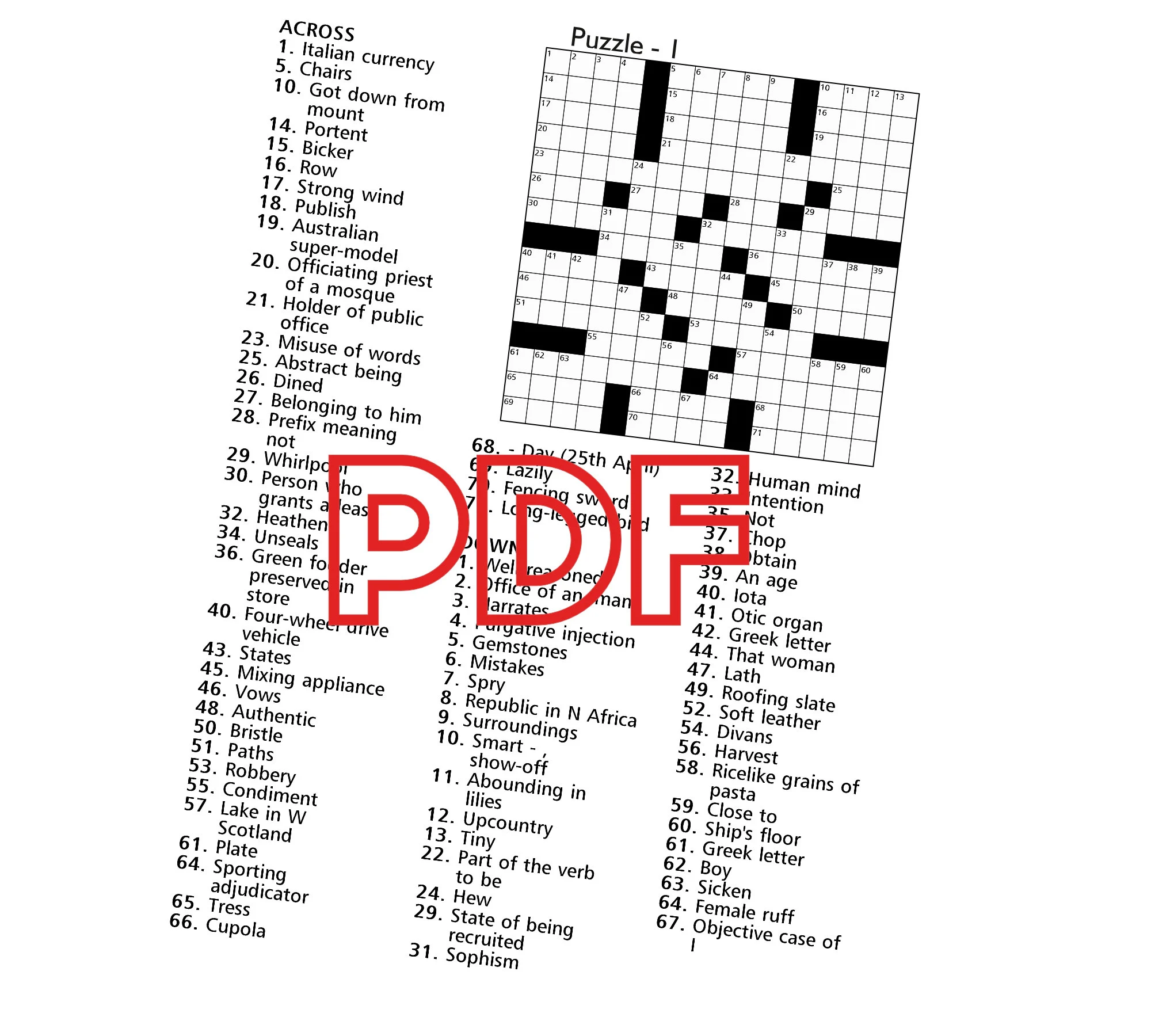 Printable Crossword Puzzles For Adults