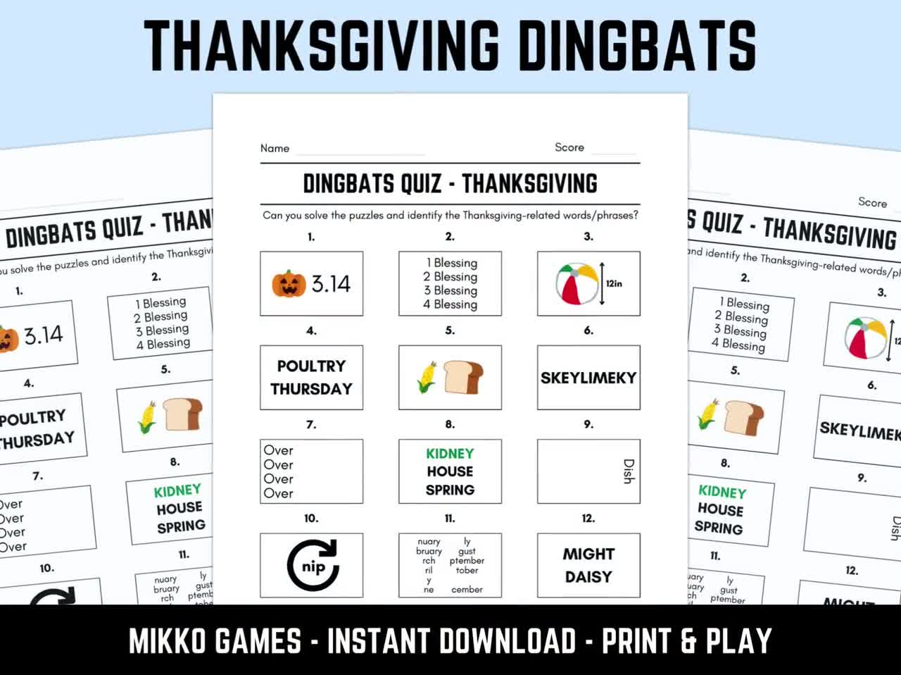 Printable Thanksgiving Dingbats Picture
