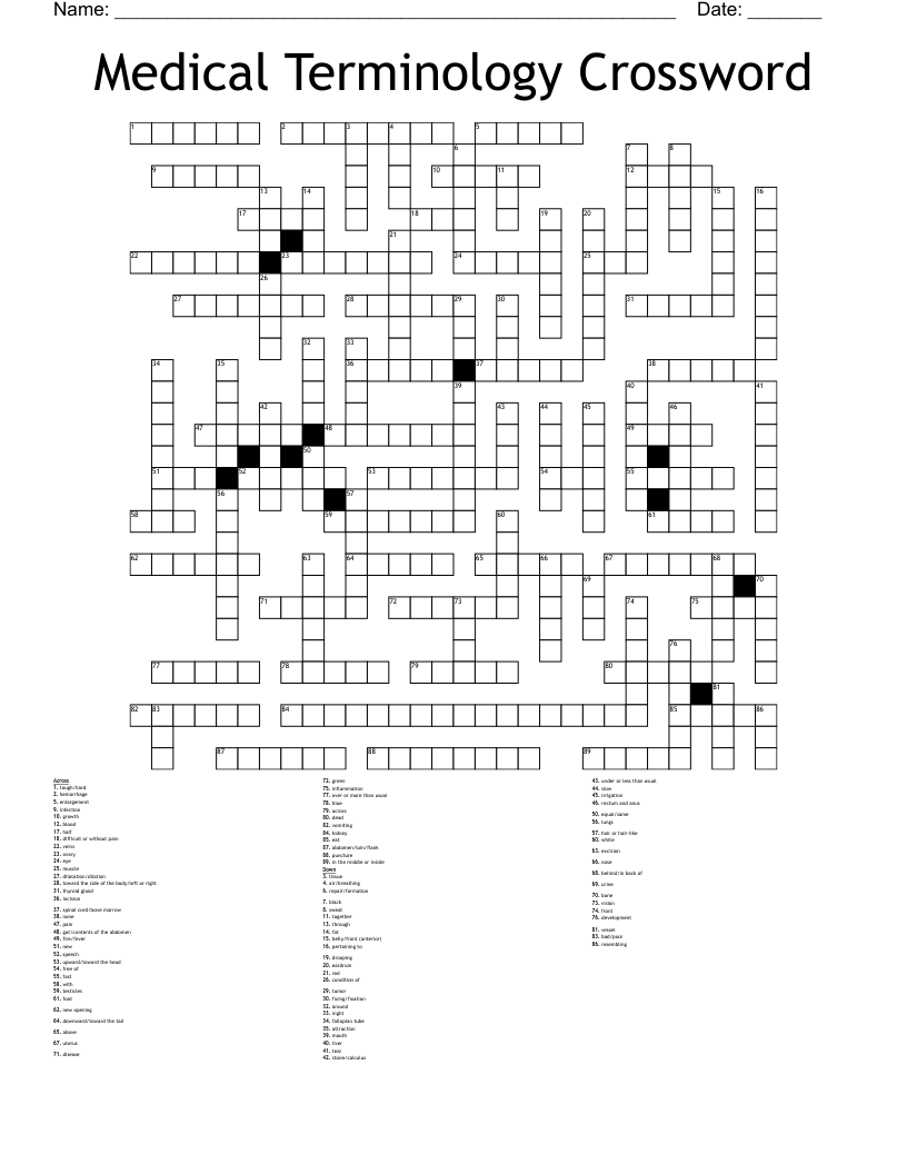 medical crossword puzzles printable medical crossword puzzles printable