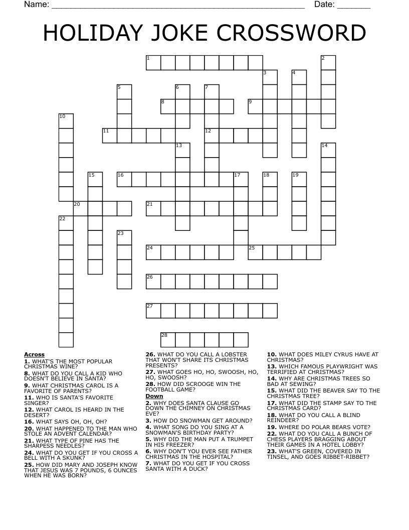 participant in the annual snl christmas joke swap crossword