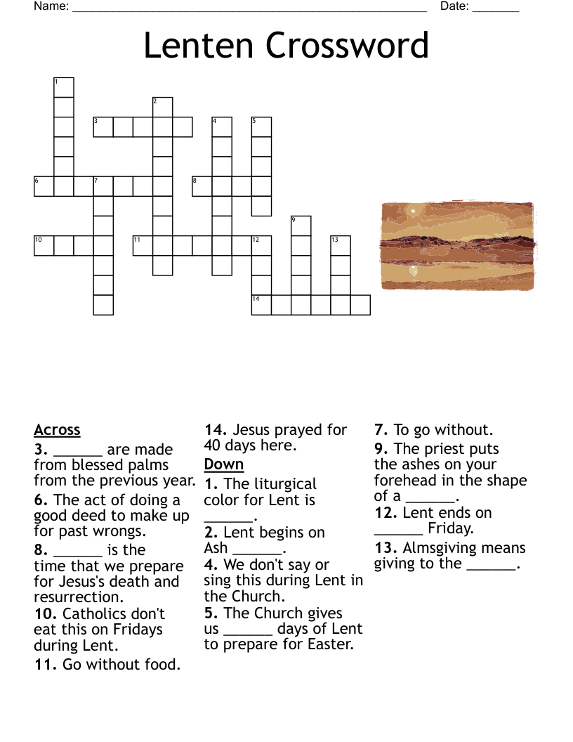 40 days after easter crossword puzzles
