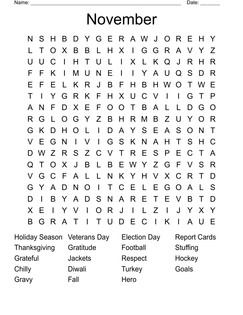 november crossword puzzles printable november crossword puzzles printable
