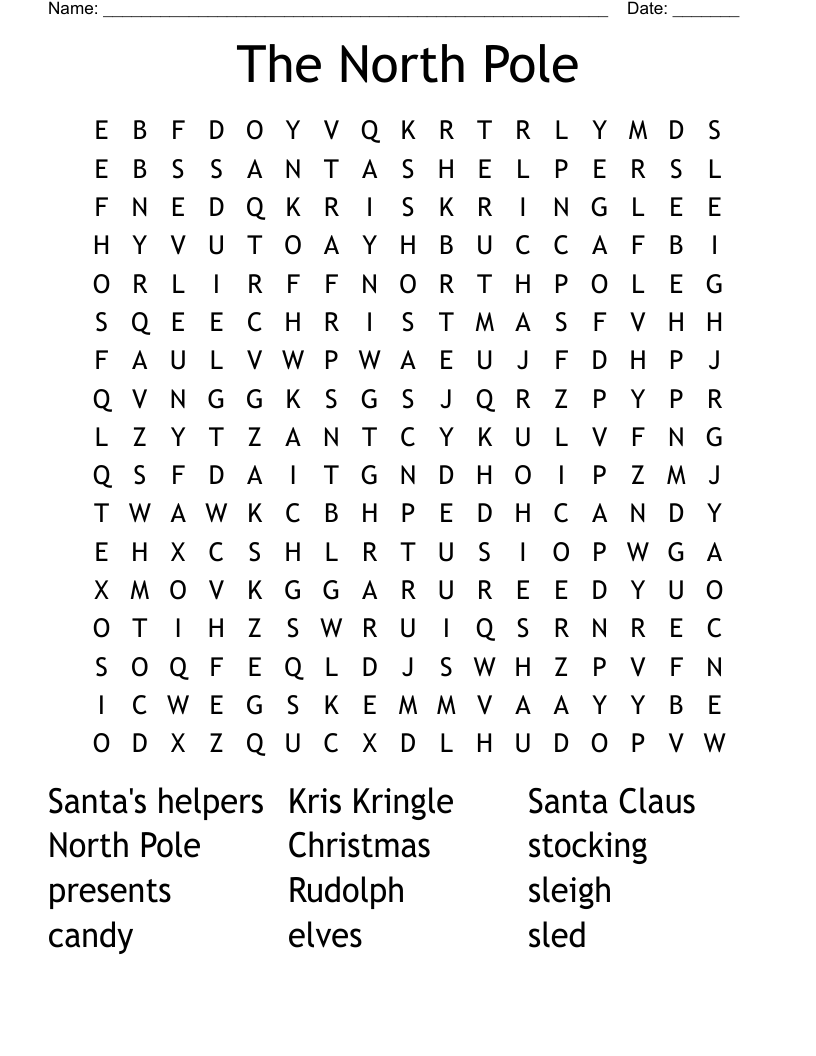 christmas at the north pole crossword answers