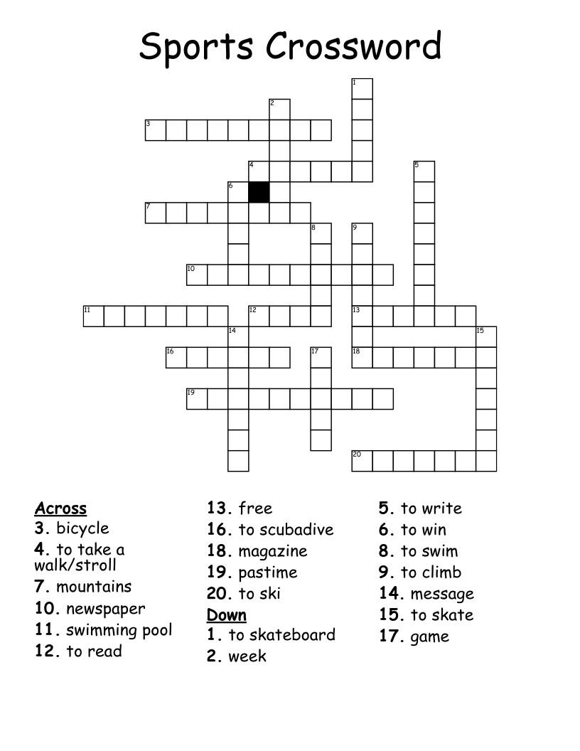 printable sports crossword puzzles printable sports crossword puzzles