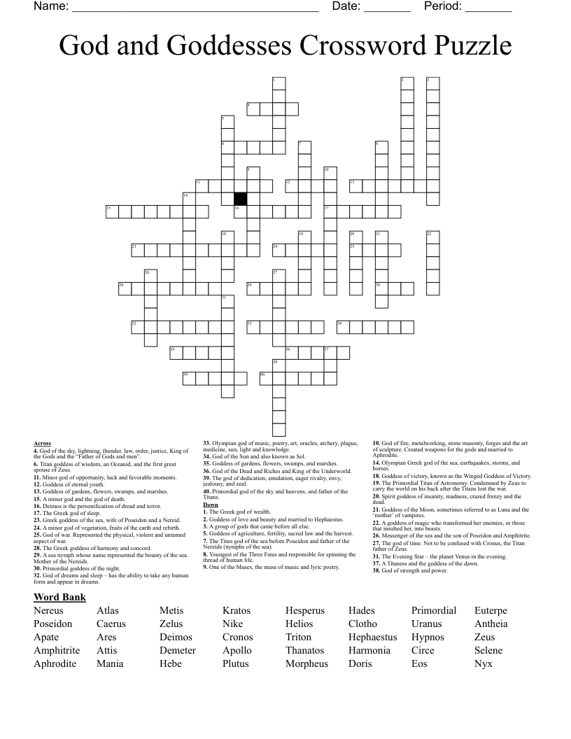 goddess who gave easter its name crossword puzzles clue