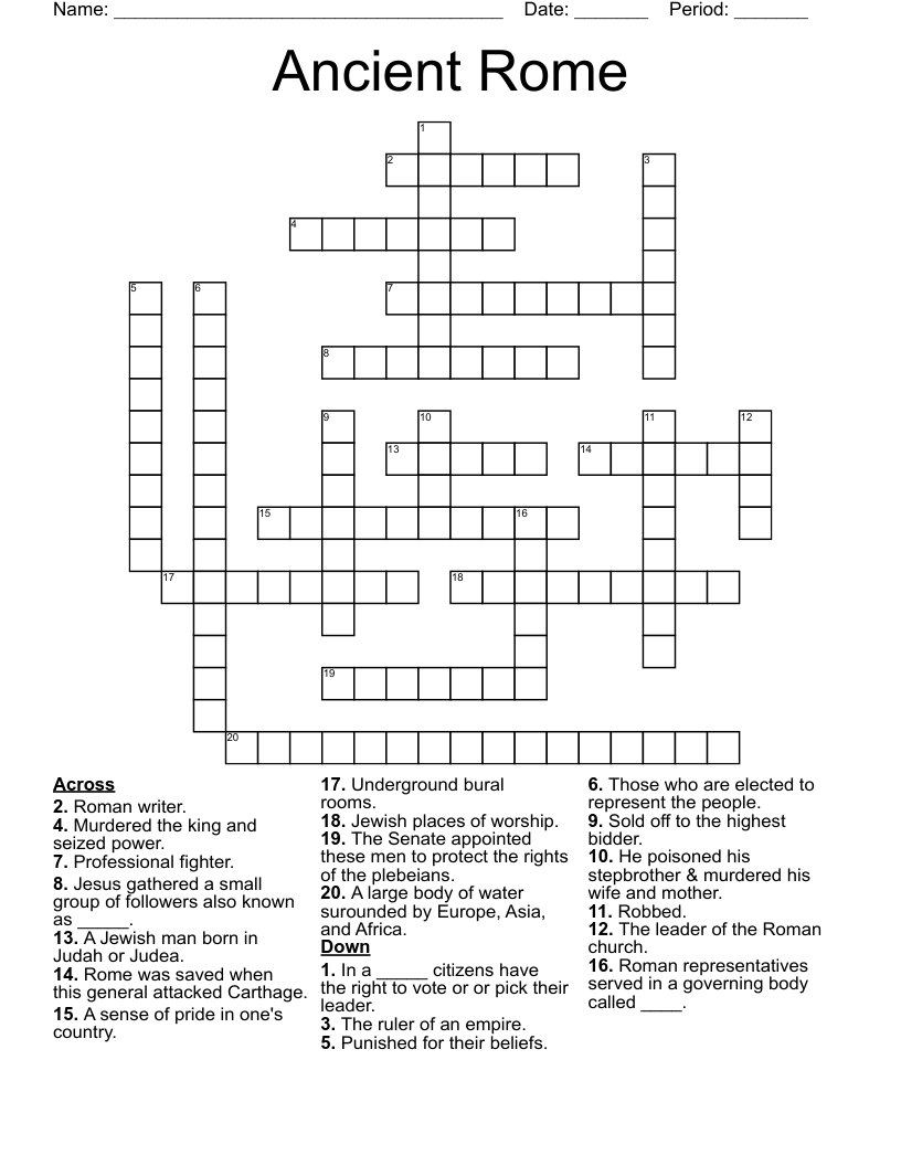 christmas in rome crossword