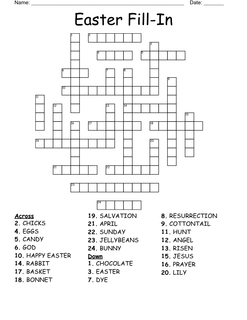 easter crossword puzzles answers