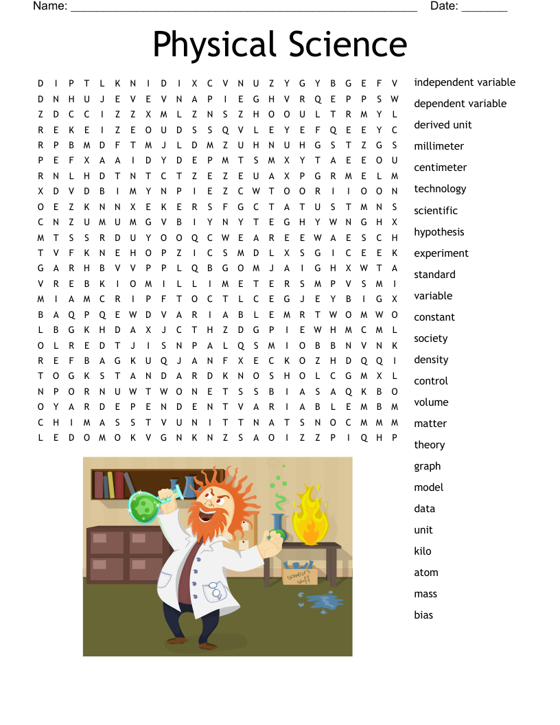 science crossword puzzles printable