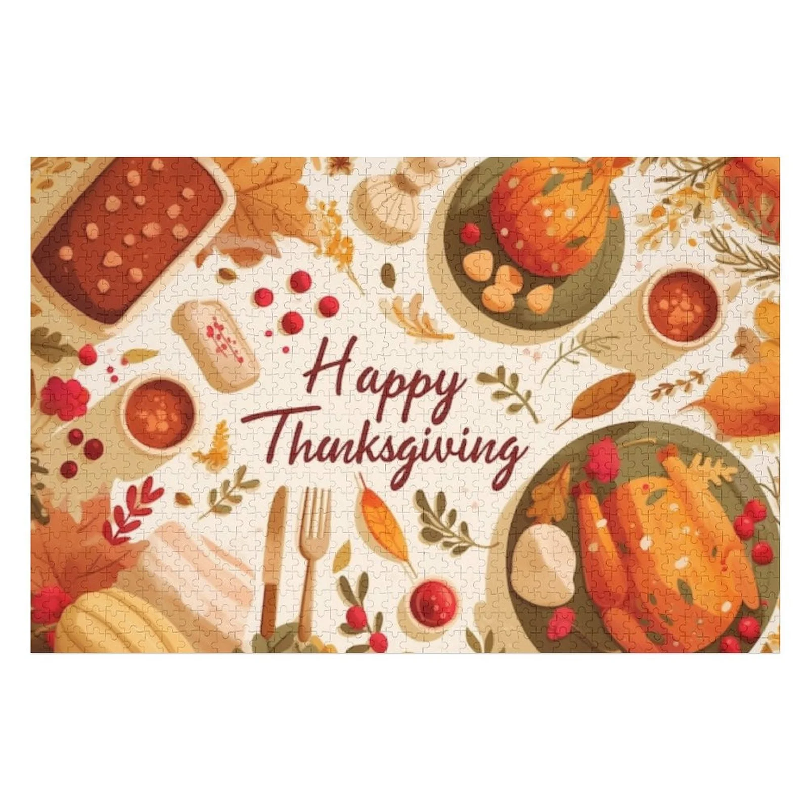 Puzzles Adults 300 Pieces Happy Thanksgiving Celebration Fun Educational Toys Decompressing Intellectual Puzzles Gift Easter Hallowen Christmas Birth