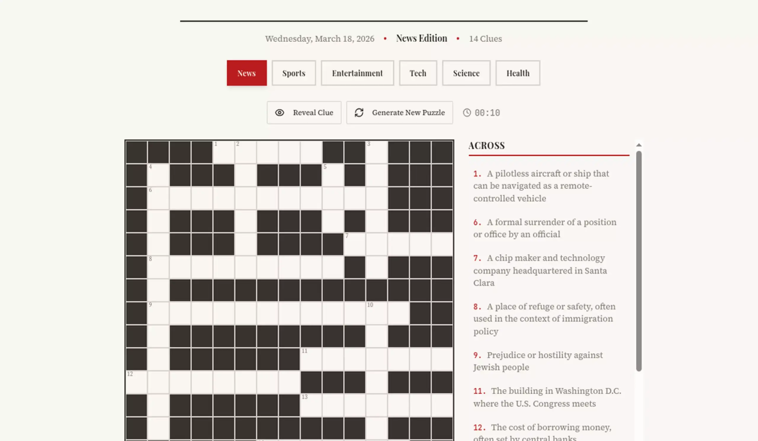 washington post free printable crossword puzzles
