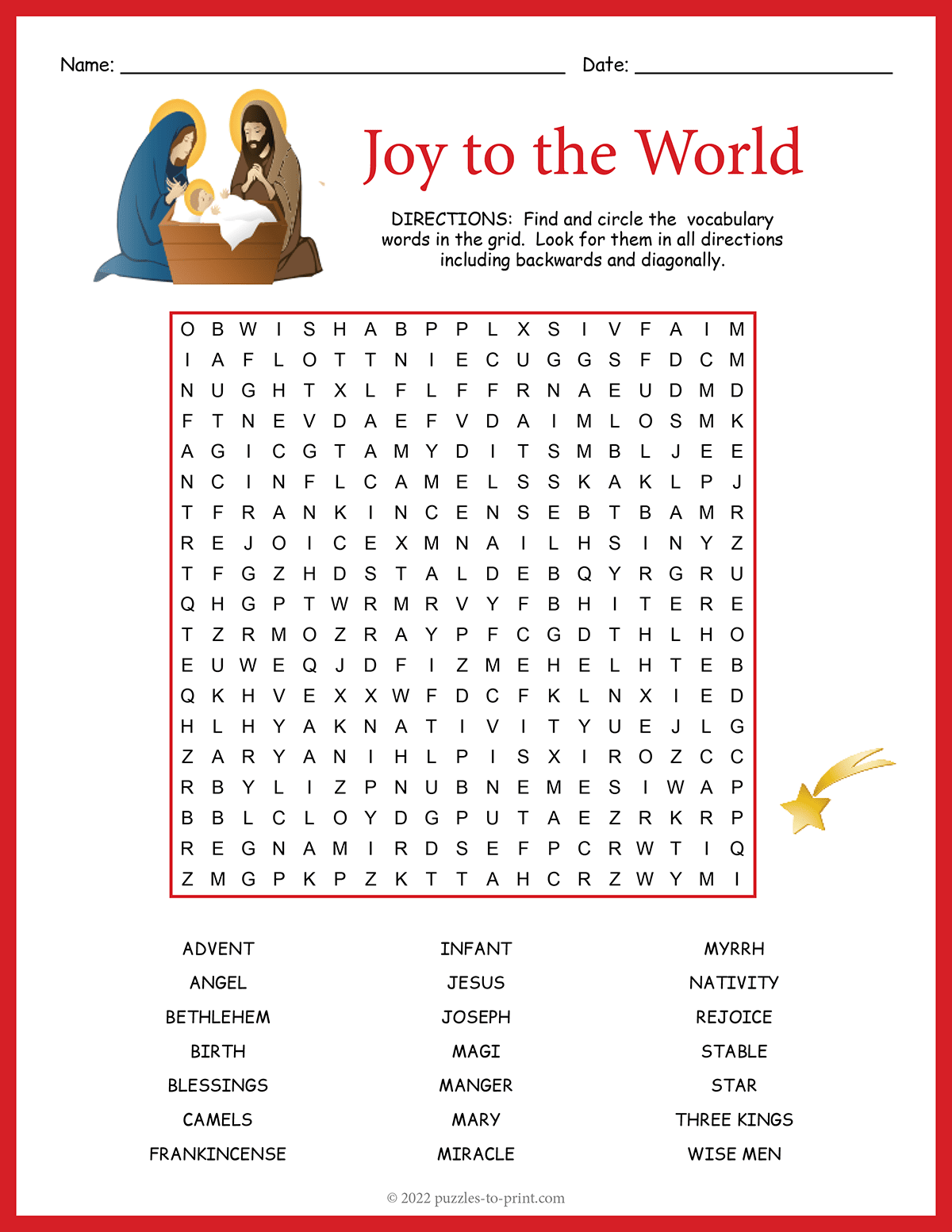 religious christmas crossword puzzle