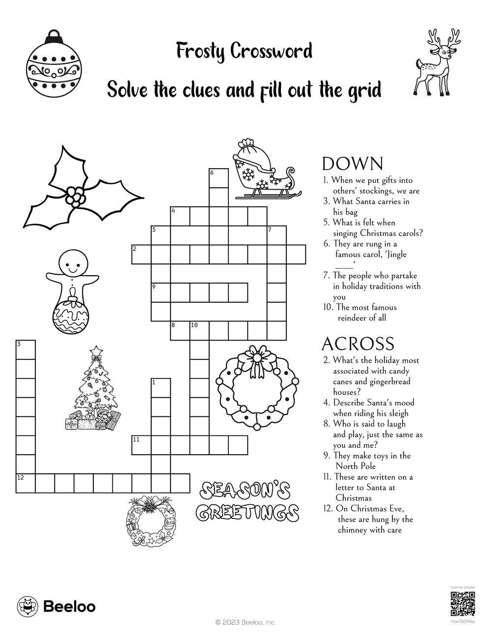 christmas carols crossword clue 5 letters