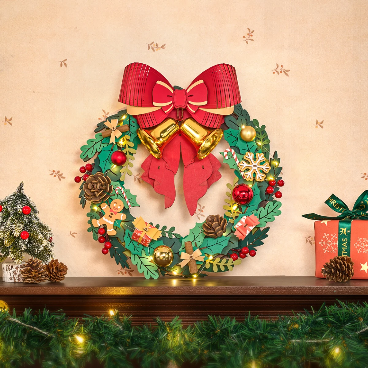 Rolife Christmas Wreath 3d Wooden Puzzle Tgl04
