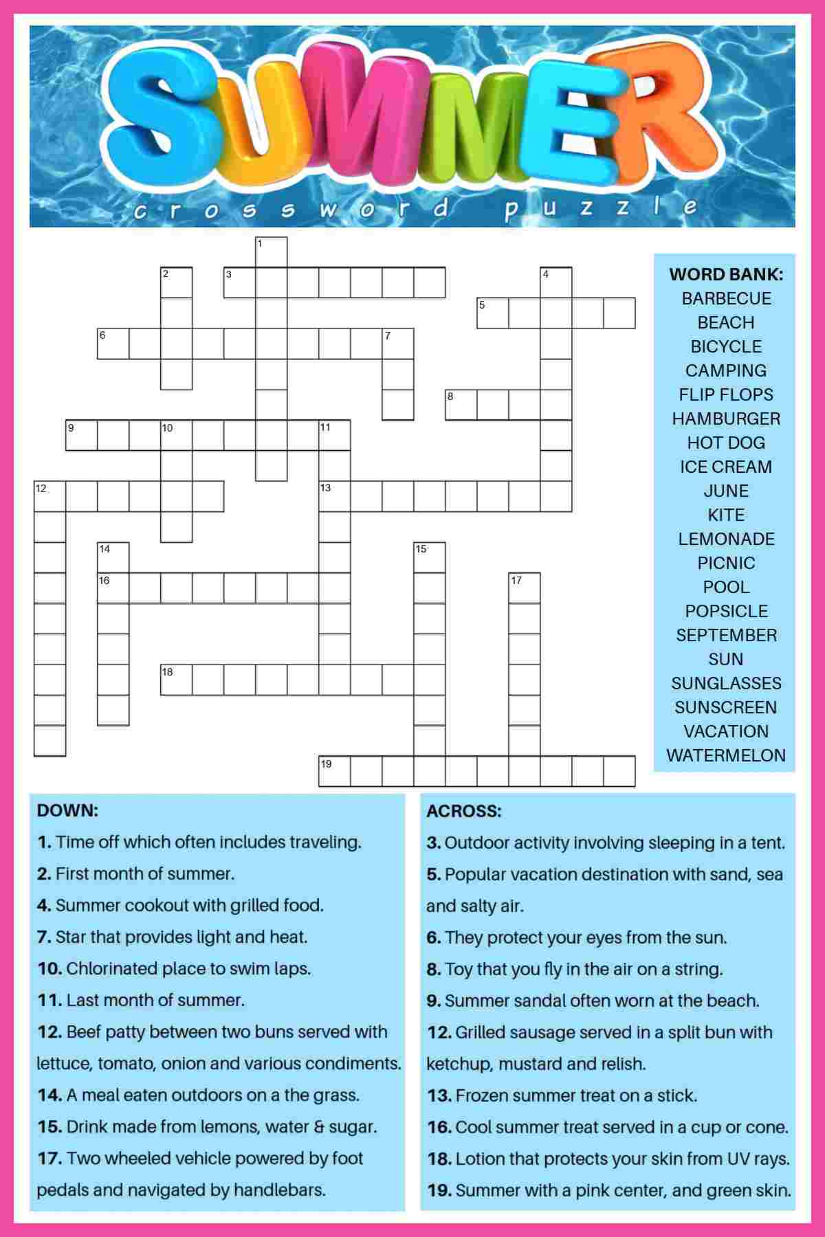 printable free crossword puzzles