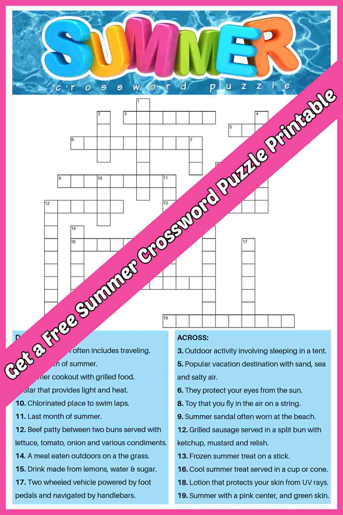 Summer Crossword Puzzle Summer Crossword Puzzle