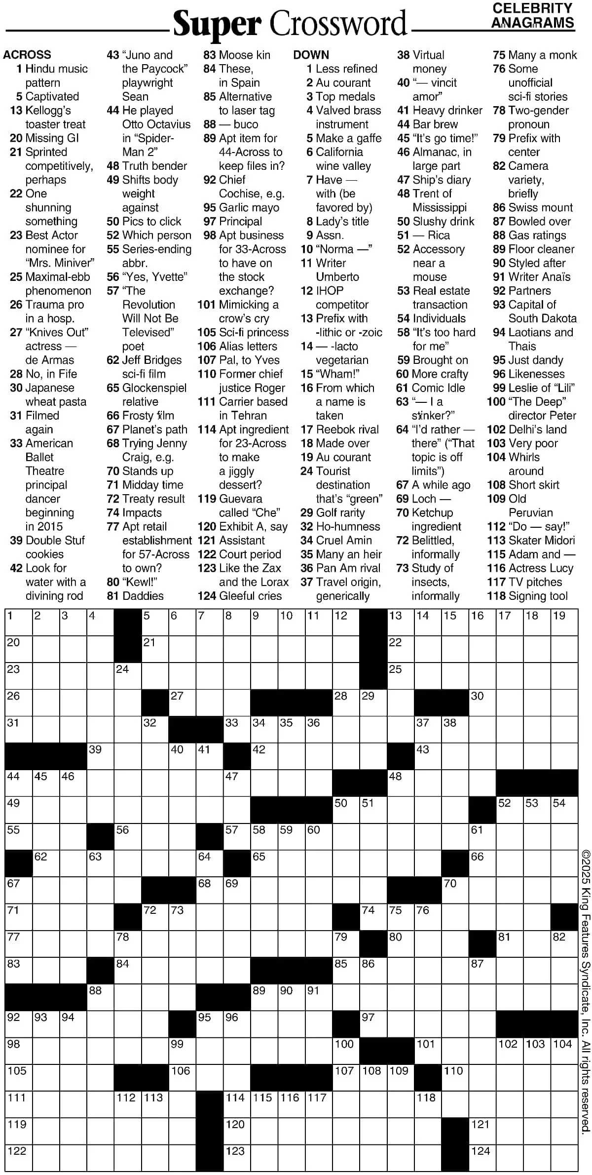 Super Crossword Celebrity Anagrams
