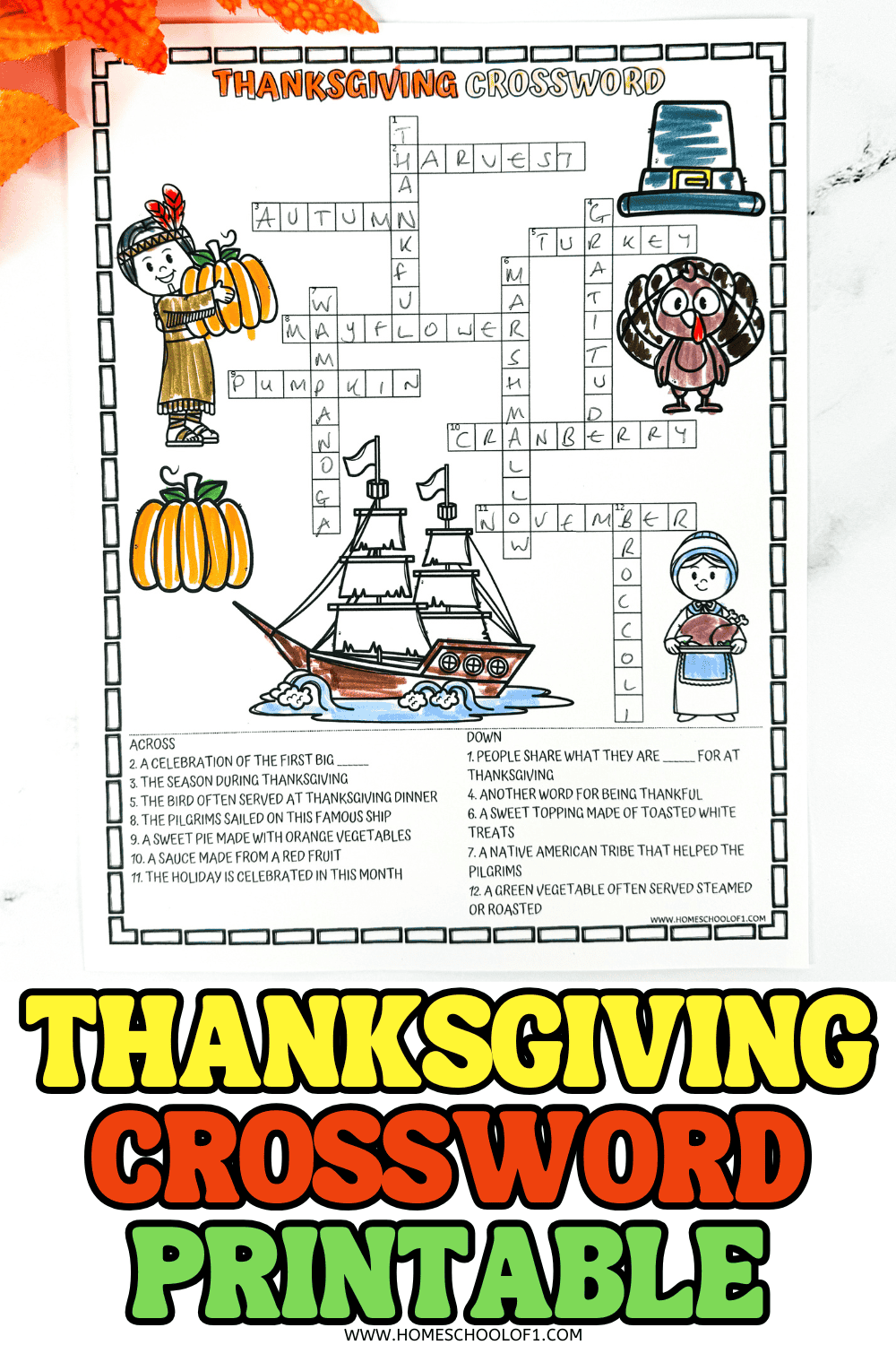 Thanksgiving Crossword Printable