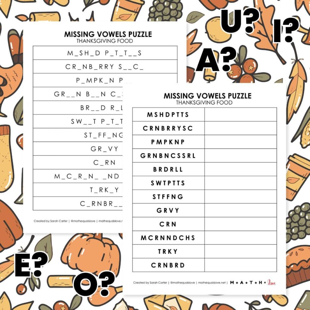free thanksgiving logic puzzles