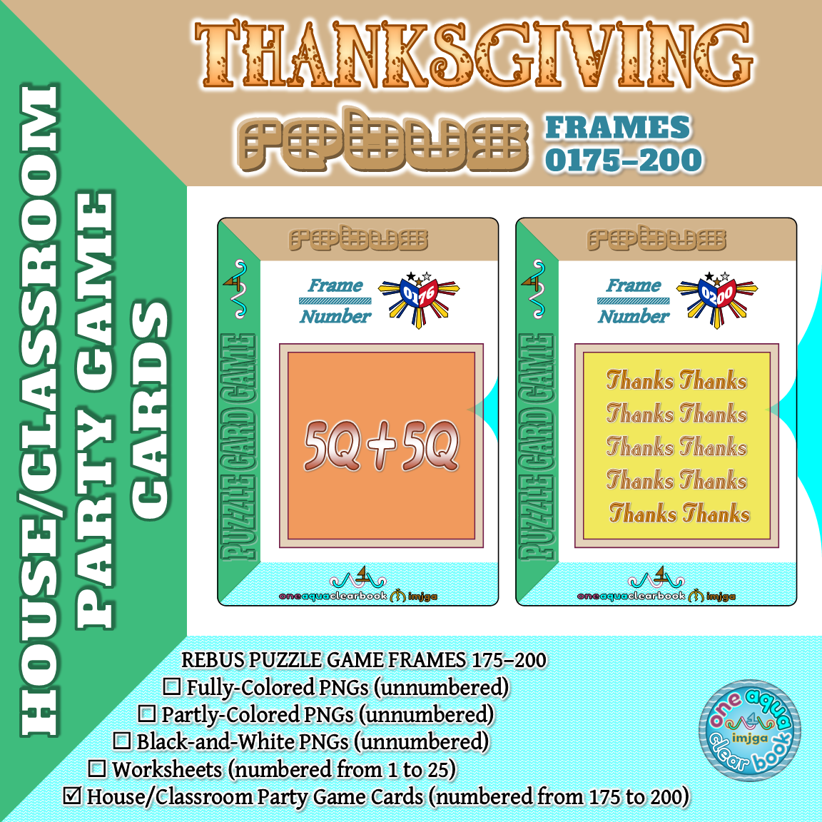 Thanksgiving Rebus Puzzle Game Card Frames 161 180