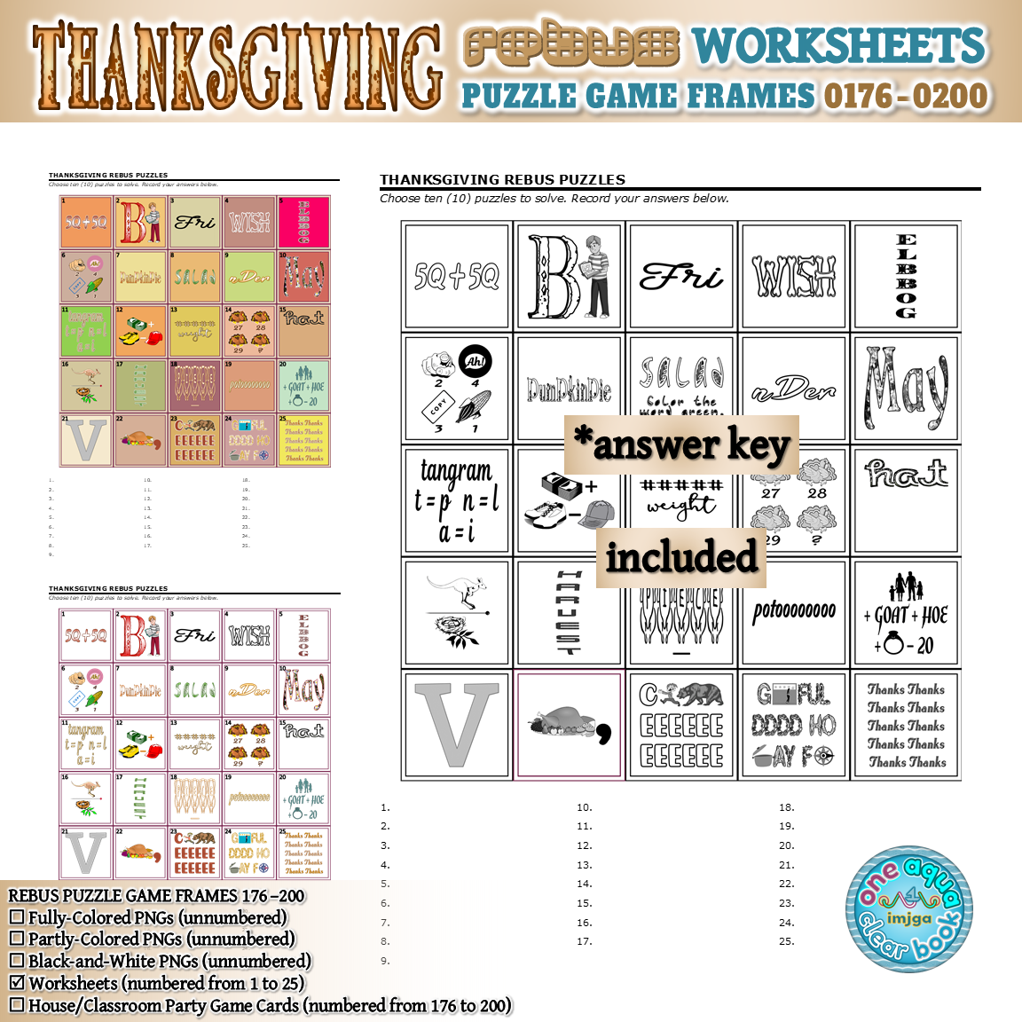 Thanksgiving Rebus Puzzles 161 180 Worksheets