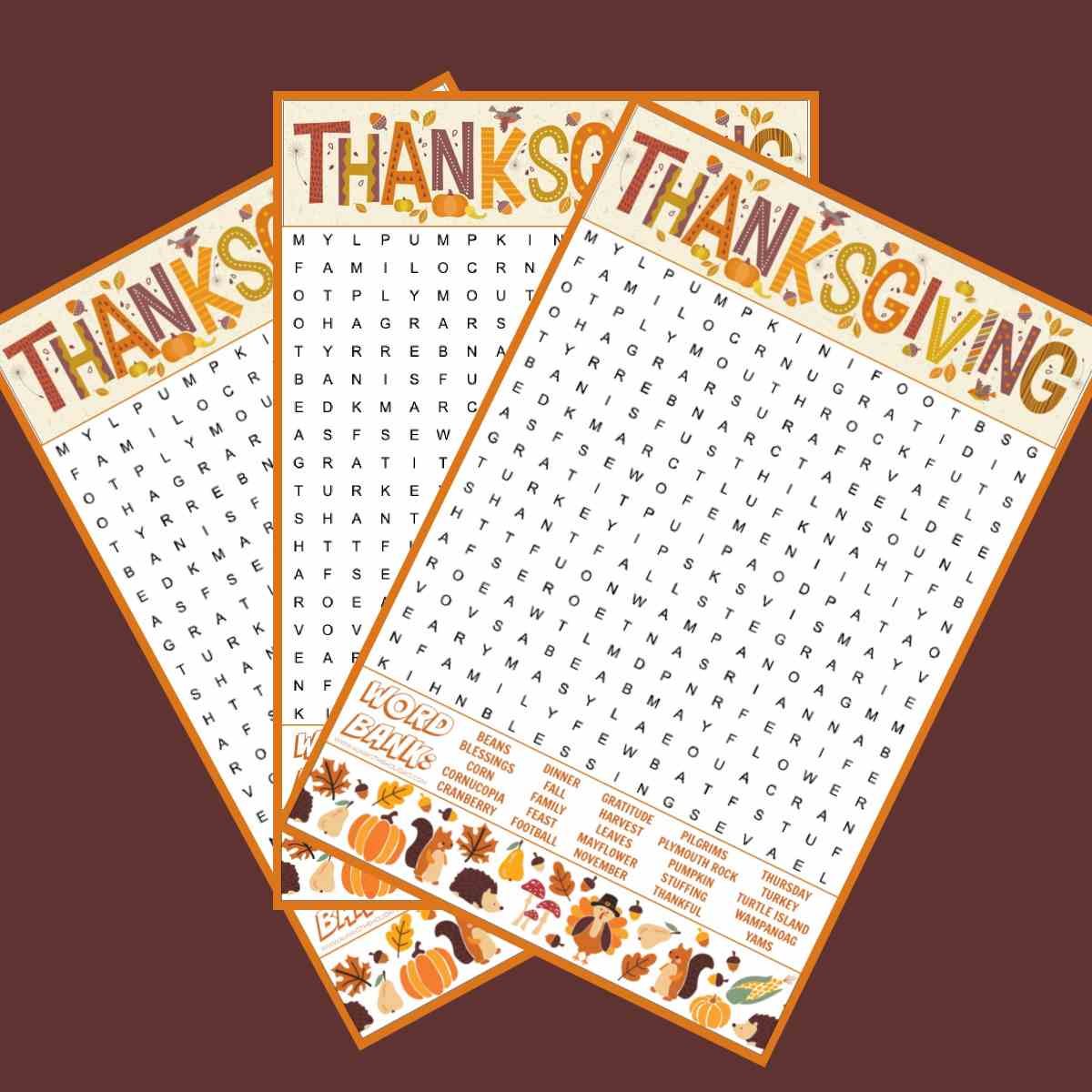 Thanksgiving Word Search