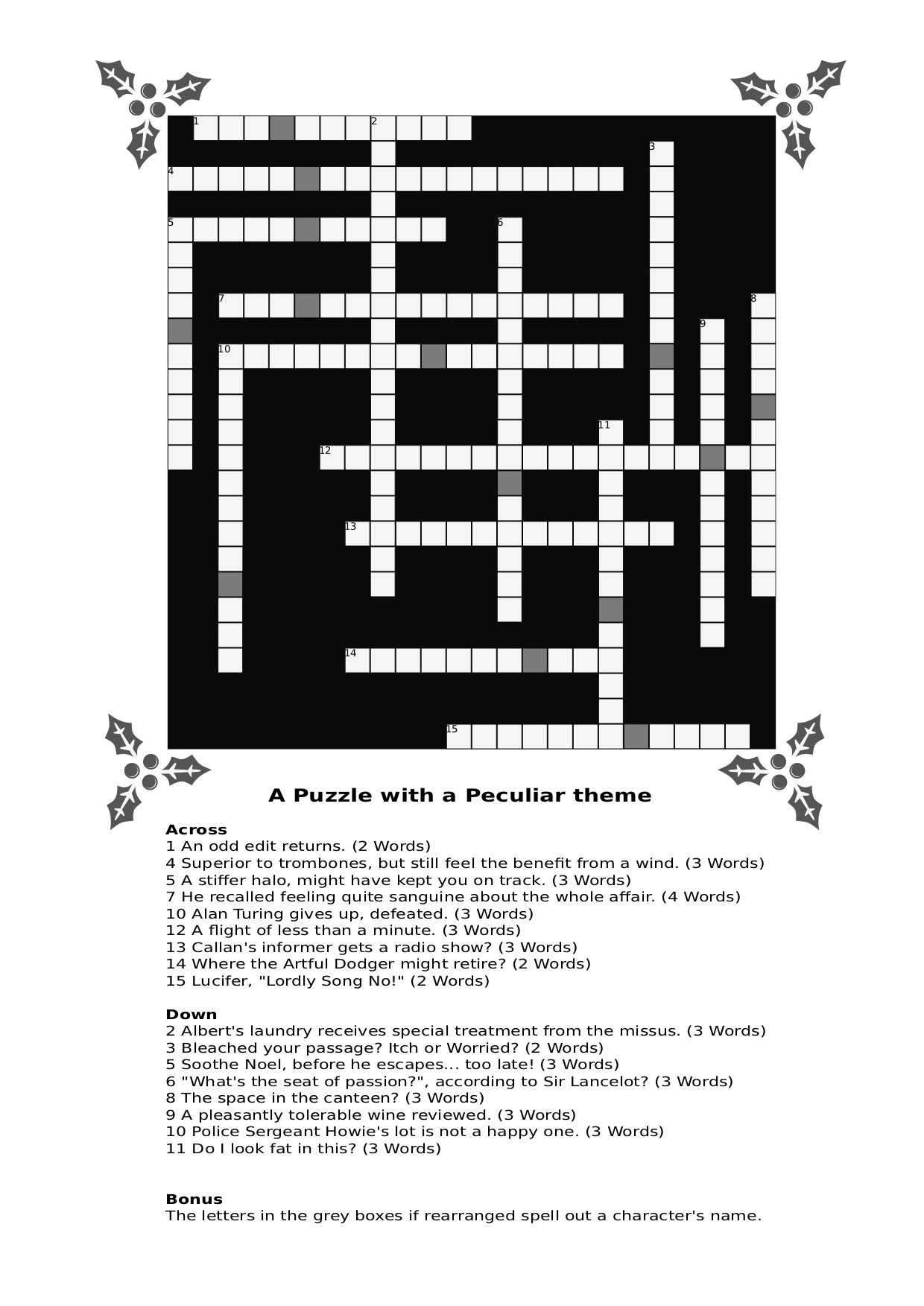 The Cryptic Christmas Crossword Answers With Explanations