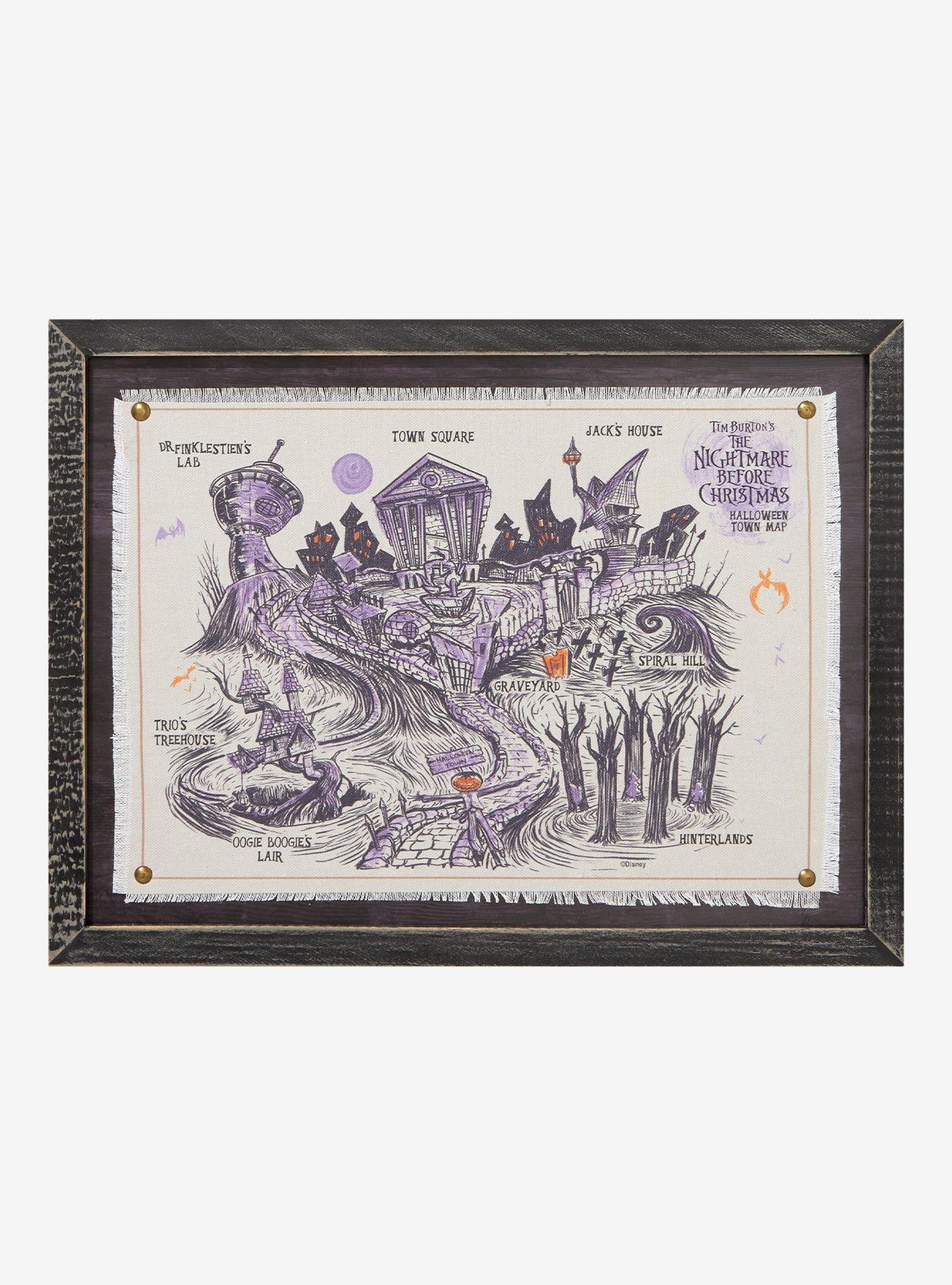 The Nightmare Before Christmas Halloween Town Map Wooden Wall Art