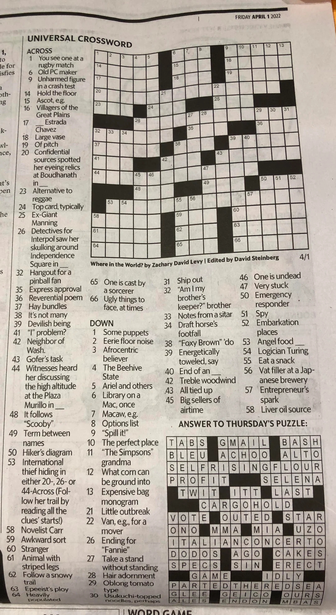universal crossword puzzles printable