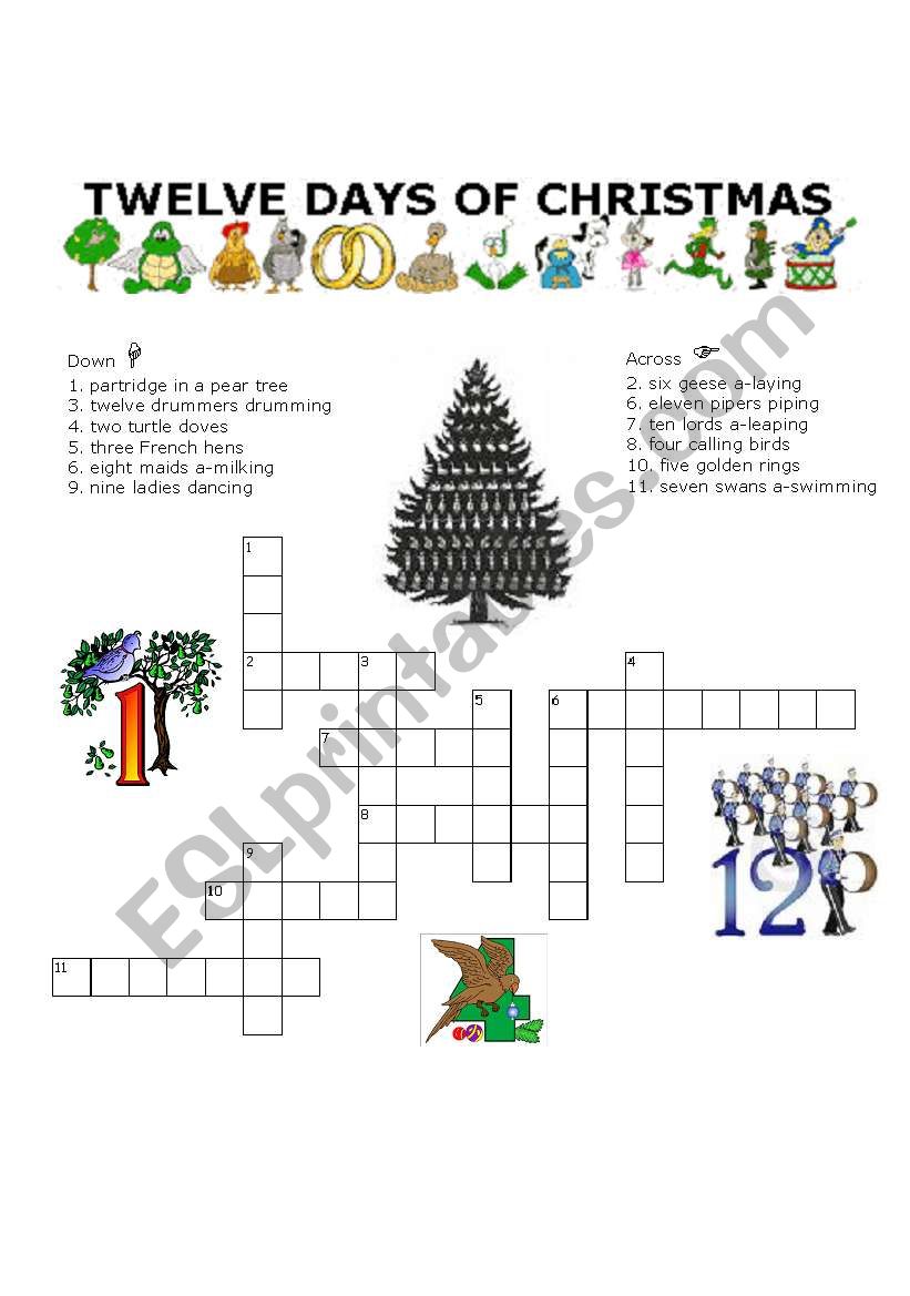 twelve days of christmas crossword