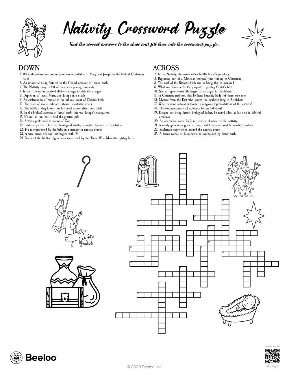 christian christmas crossword printable