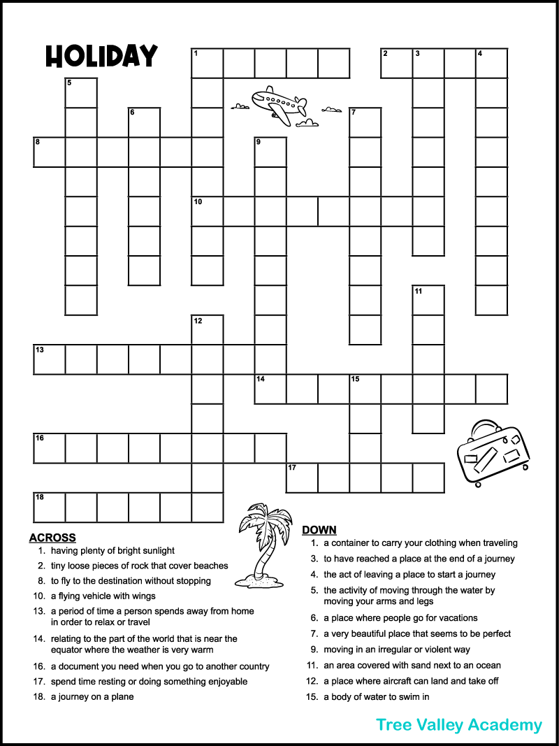 Vacation Crossword Puzzles