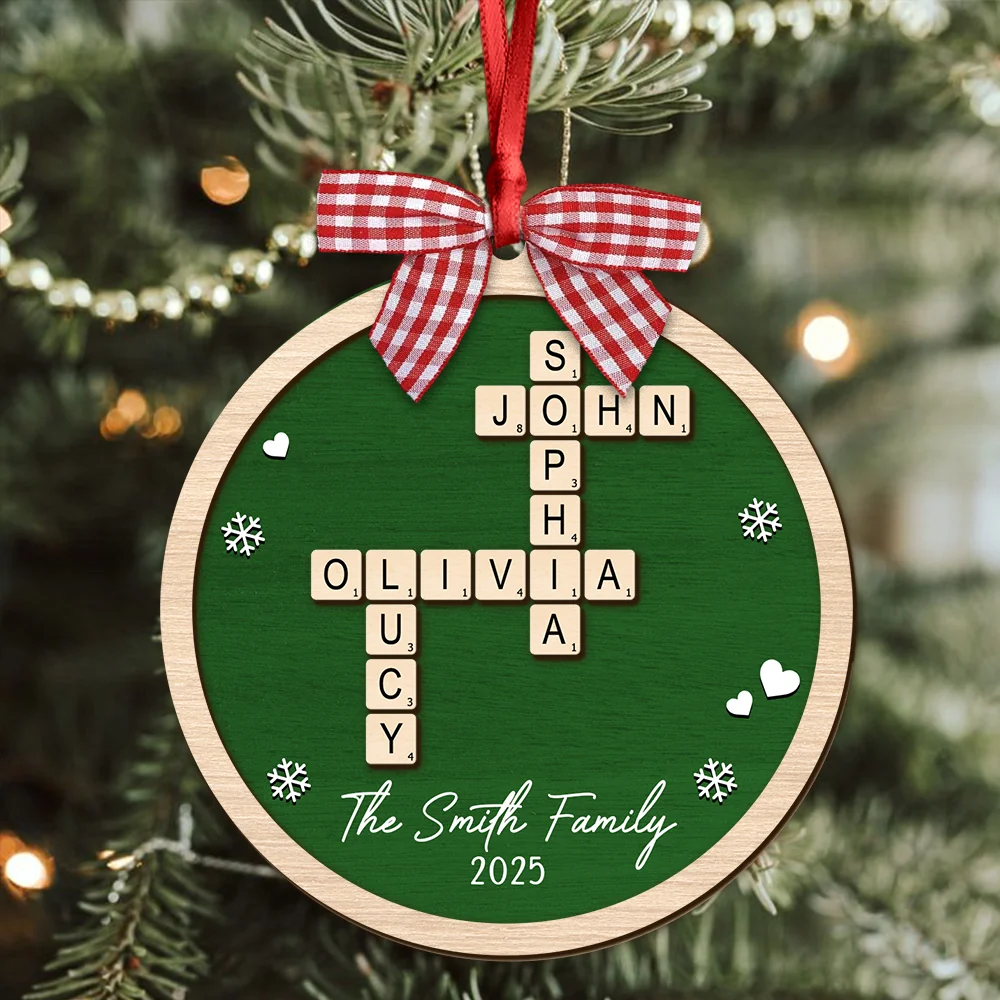 Vth Personalized Family Crossword Puzzle Name Christmas 2 Layer Wood Ornament Ha75 897546