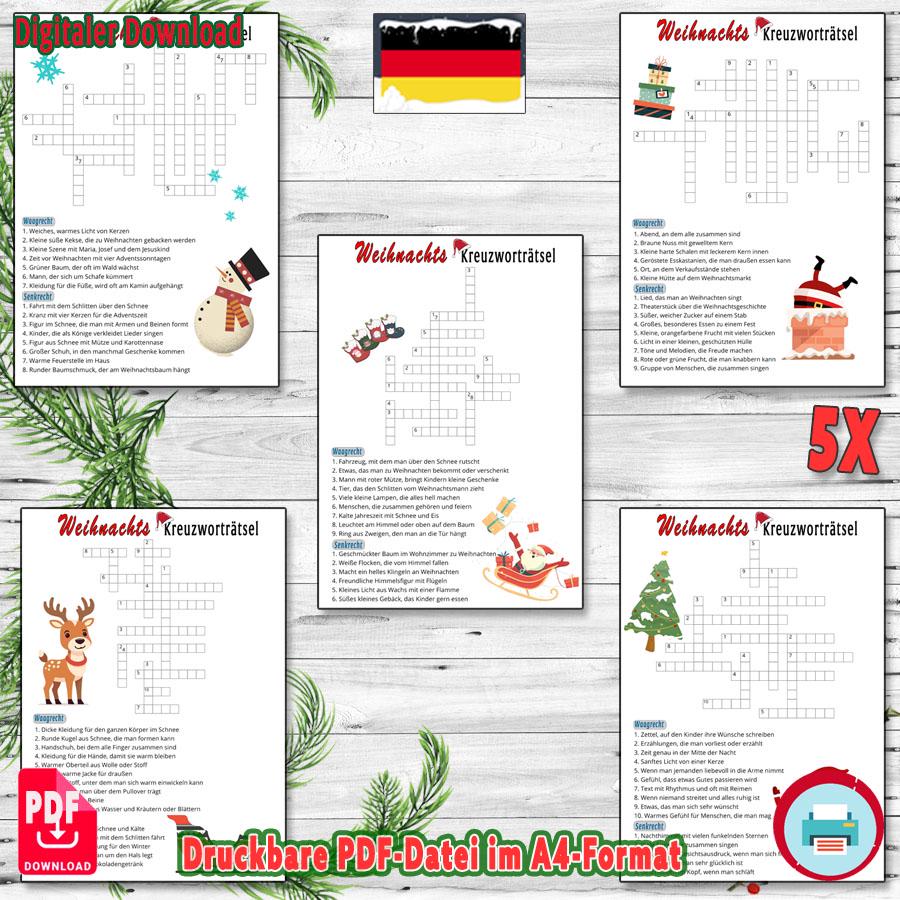 Weihnachts Kreuzwortratsel Wortspiele