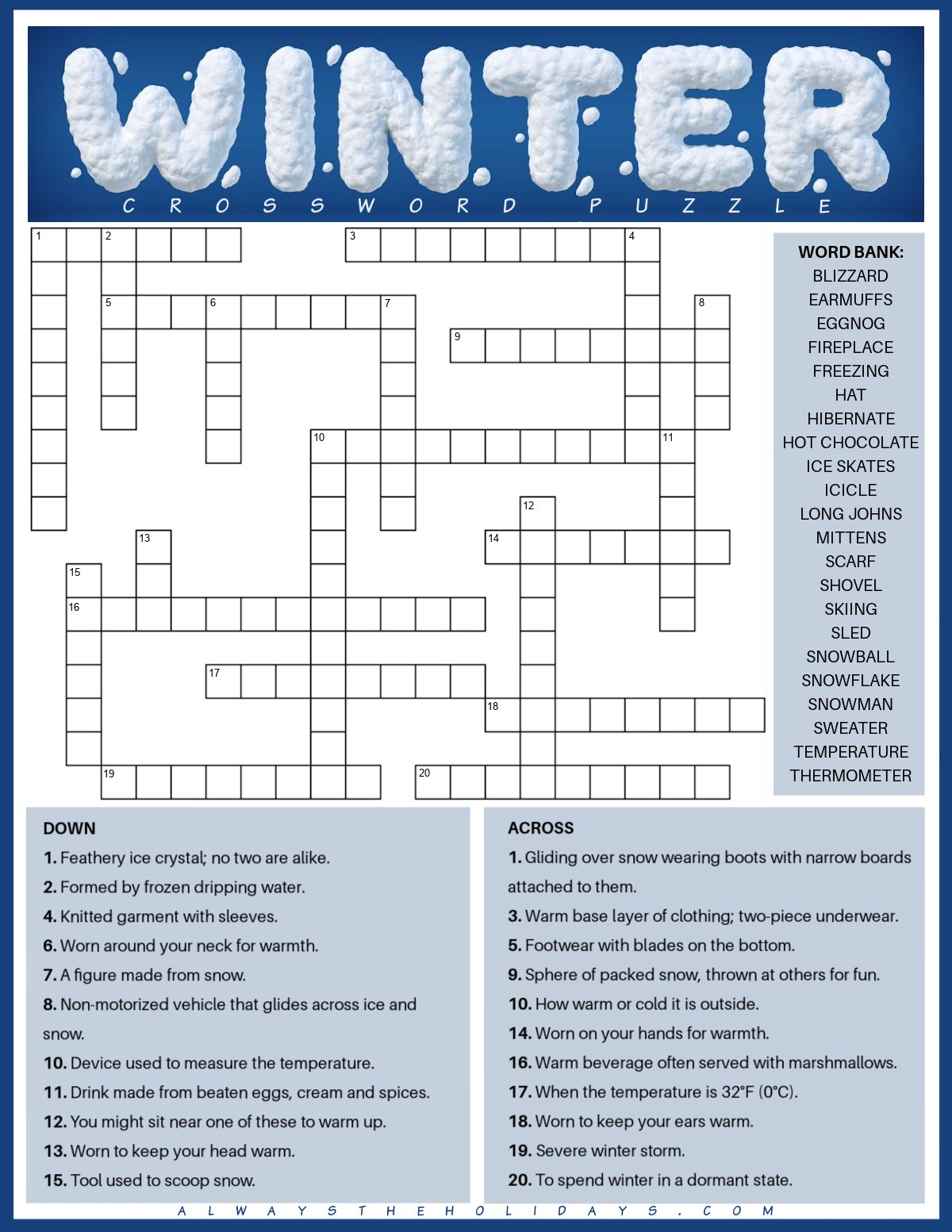 Winter Crossword Puzzle