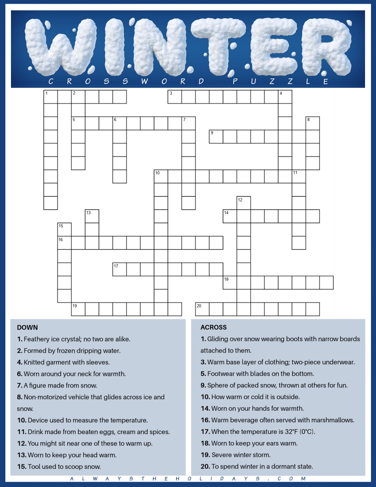 Winter Crossword Puzzle