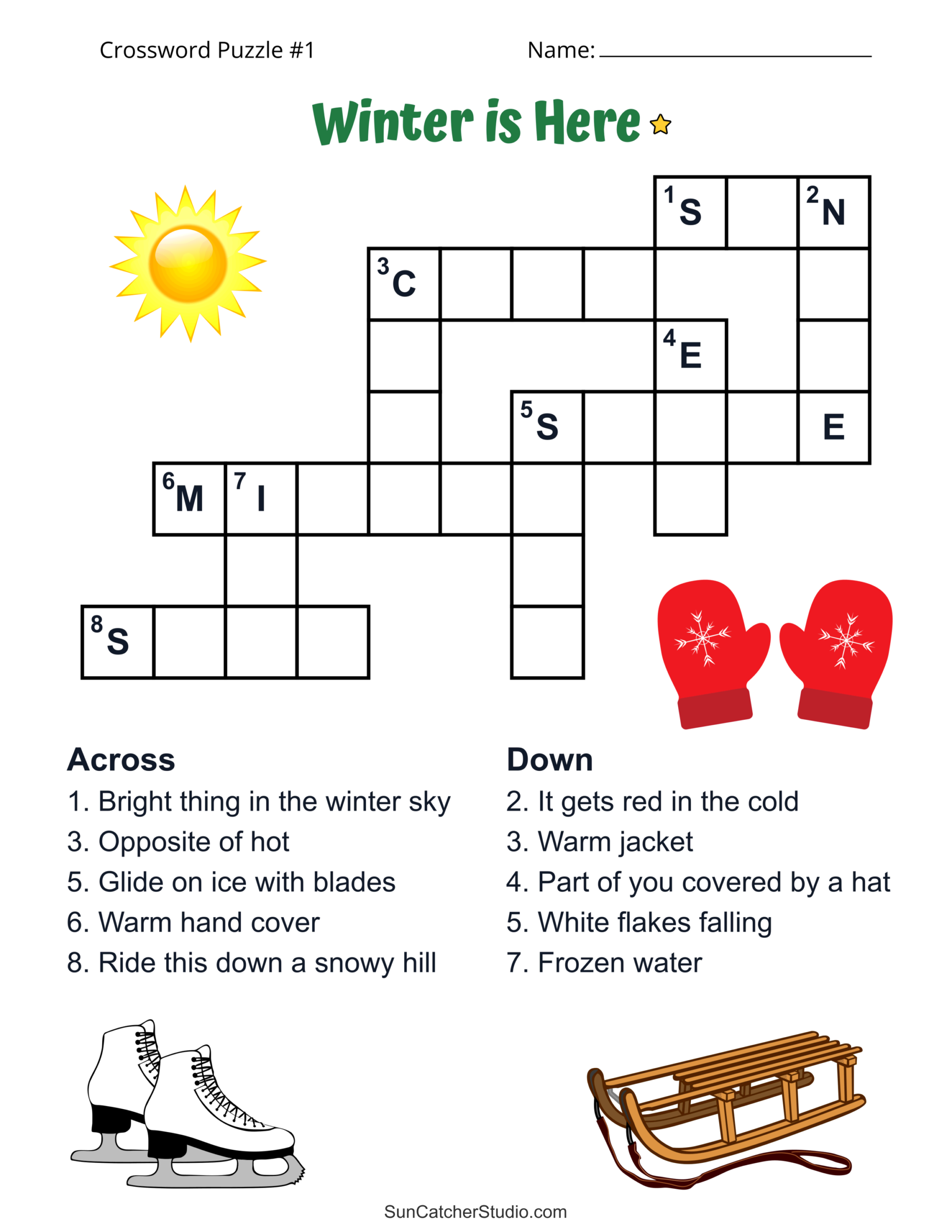 free printable winter crossword puzzles free printable winter crossword puzzles